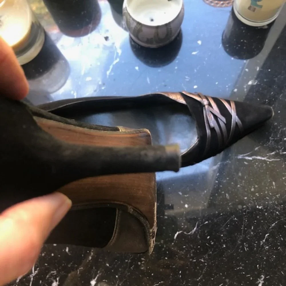 Stuart Weinztman Black Suede Pumps with silver leather detailing - Picture 3 of 4